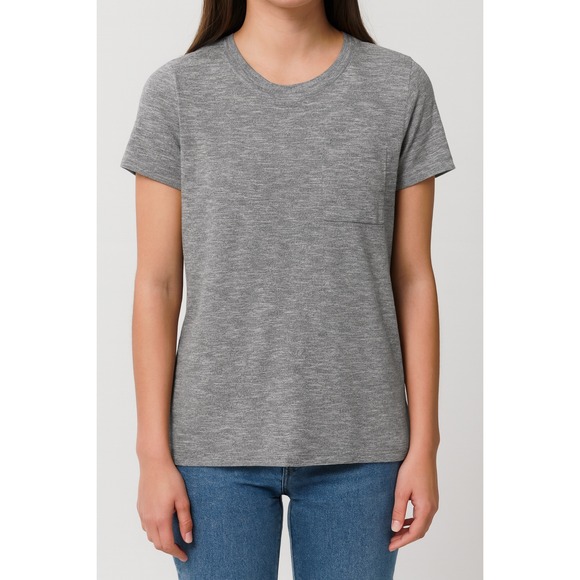 Lou & Grey Pocket Tee T Shirt Top Gray Heathered Short Sleeve Medium - Picture 1 of 6